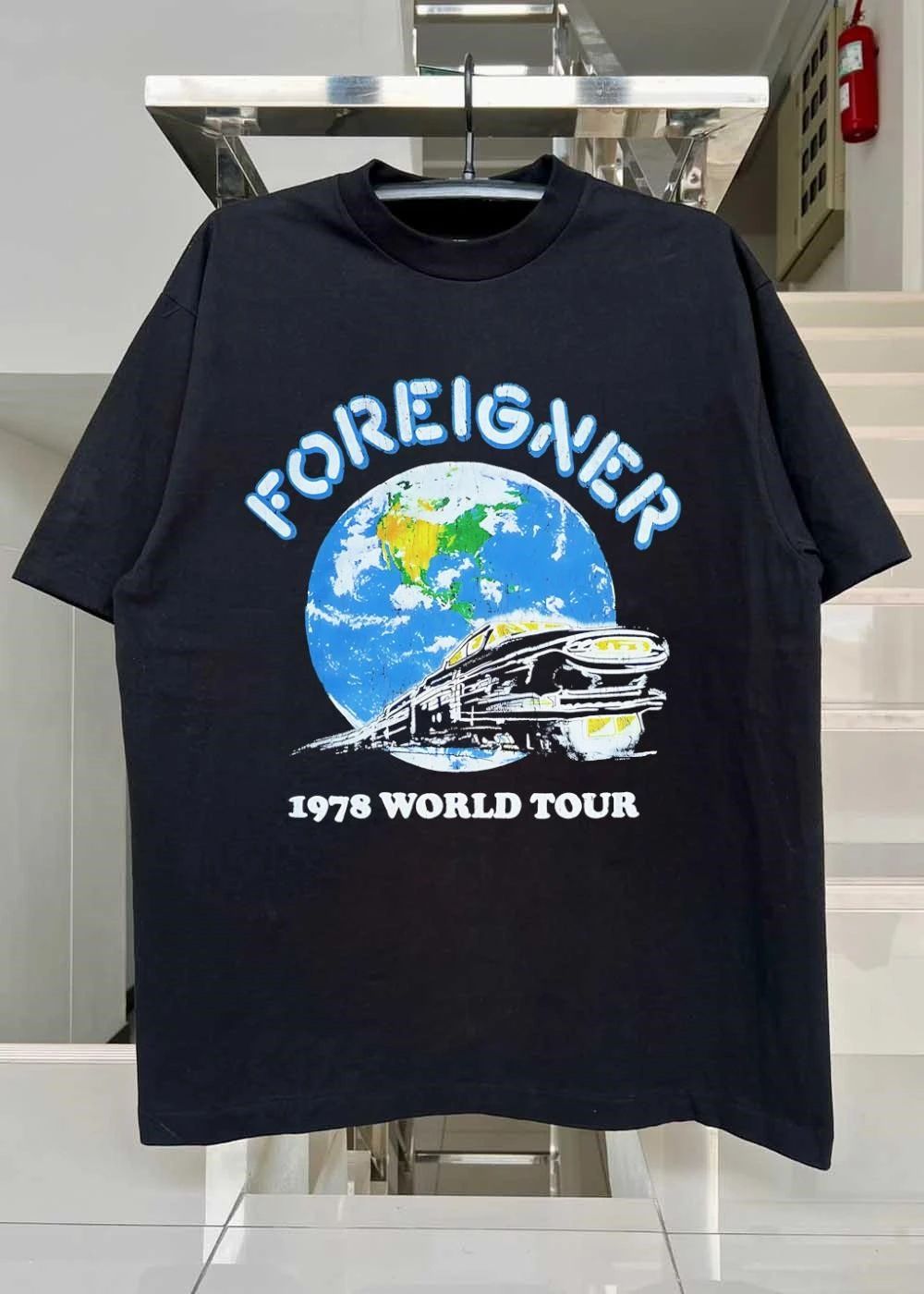 Foreigner 1978 World Tour Globe With Car Graphic shirt
