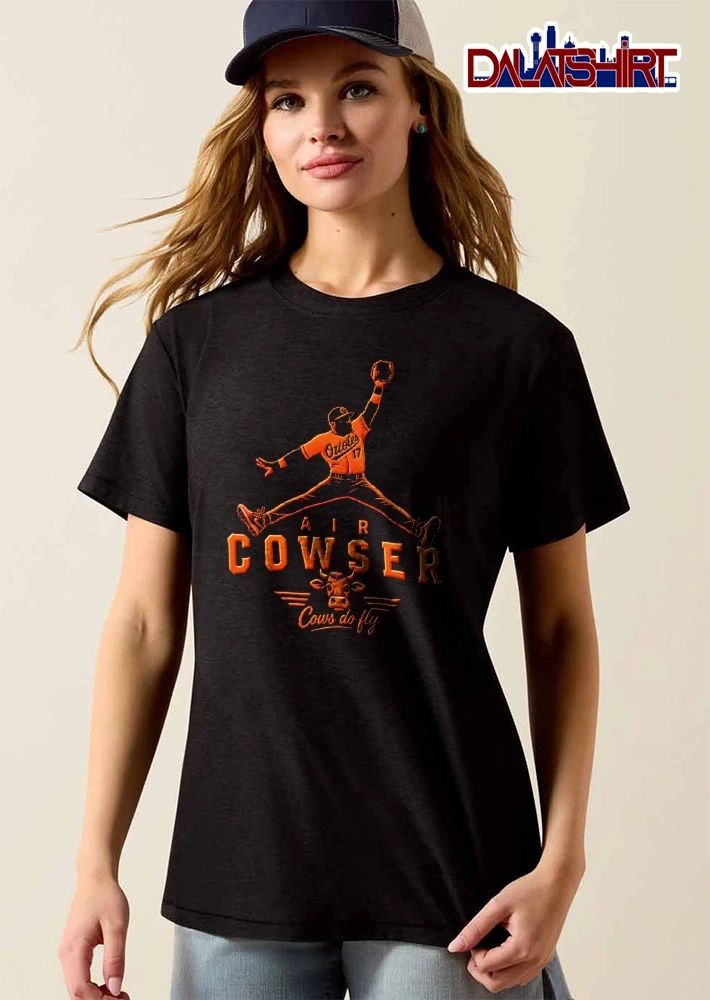Baltimore Orioles MLB Air Cowser Cows Do Fly Jumping Baseball Player Jumpman Pose Steer Head shirt