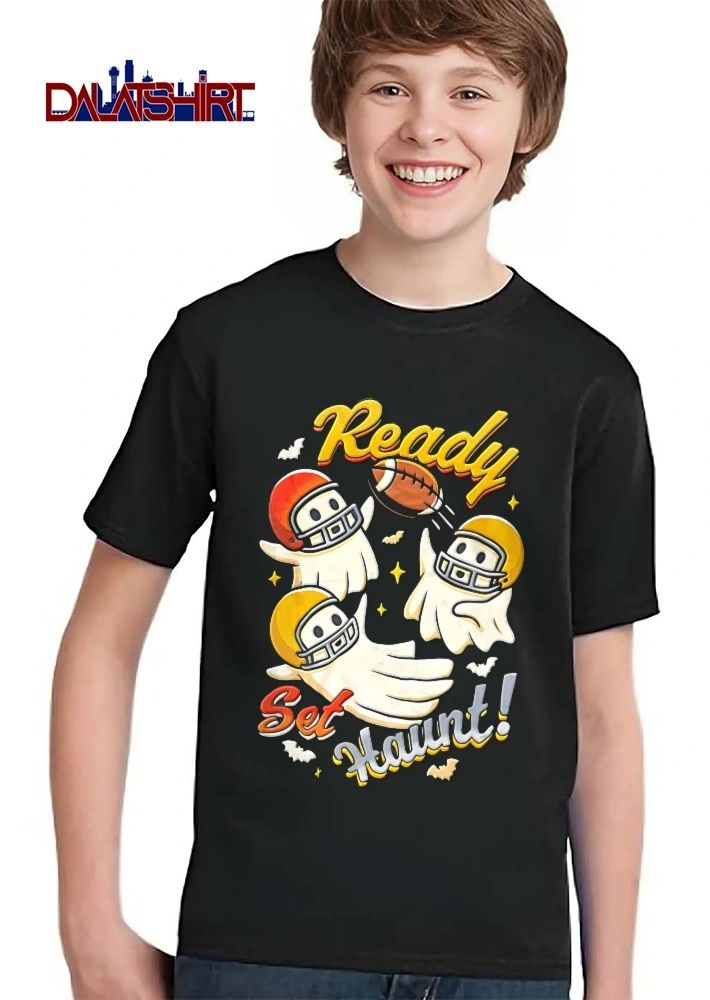 Ready Set Haunt Cartoon Ghosts Helmets Flying Football Bats shirt