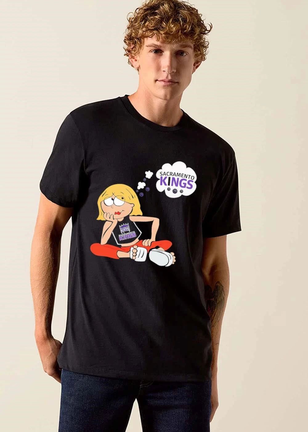 Original Sacramento Kings NBA Cartoon Blonde Girl Daydreaming Thought Bubble shirt