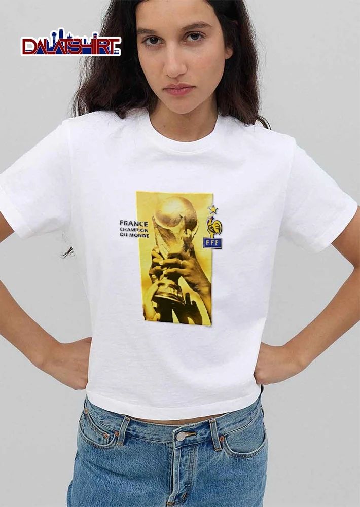 France Champion Du Monde FFF Hands Holding World Cup Trophy One Star Logo shirt