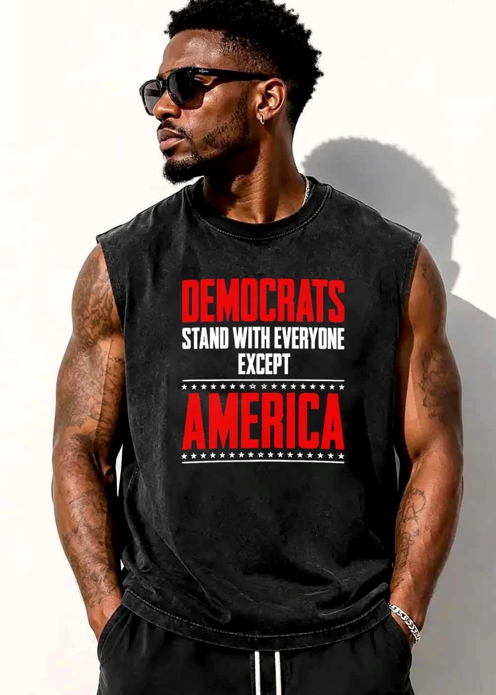 Democrats Stand With Everyone Except America Red White Typography Star Lines shirt