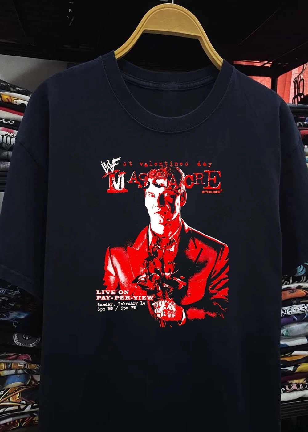 WWF St Valentines Day Massacre Vince McMahon Holding Flowers T-Shirt