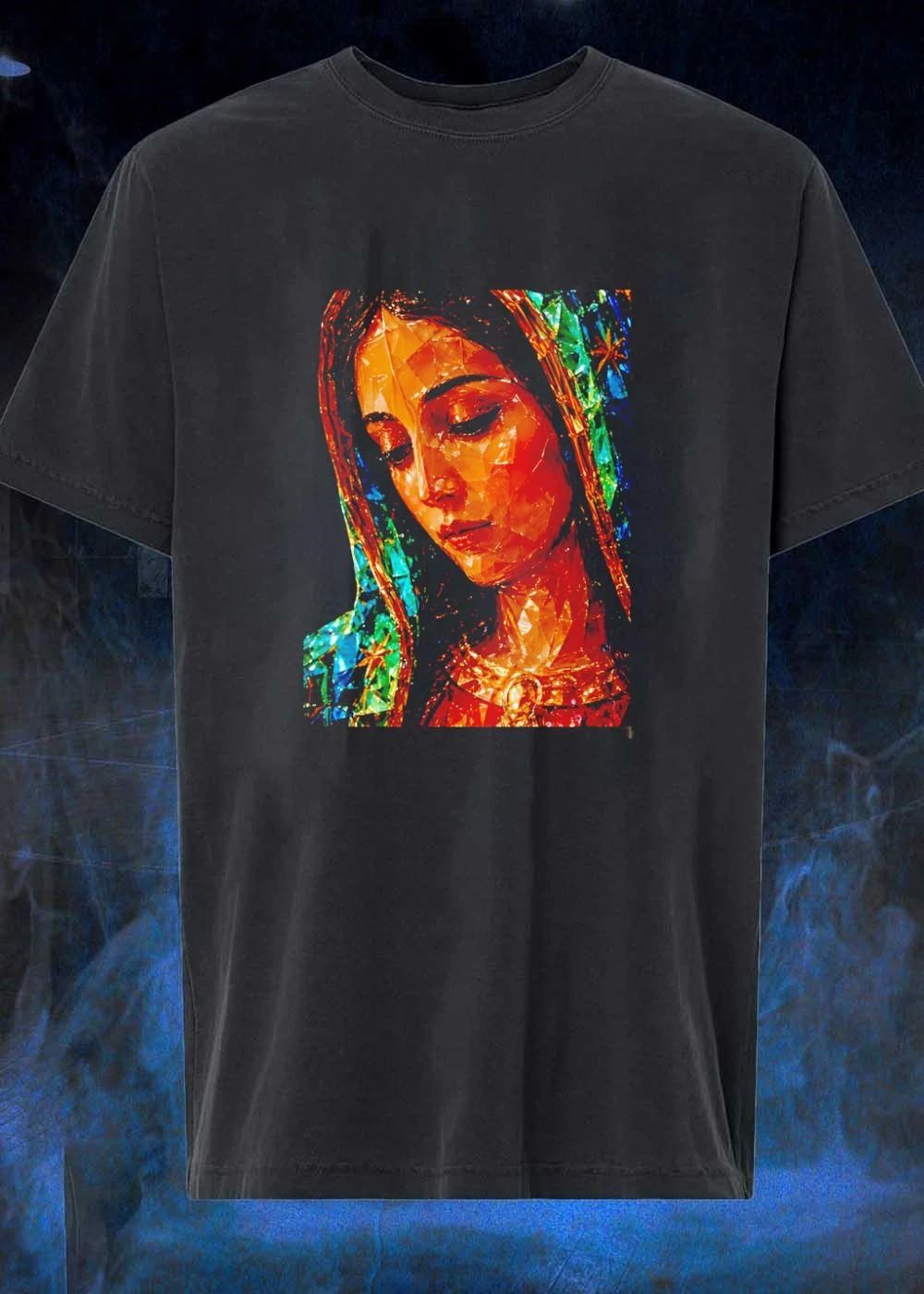 Our Lady of Guadalupe Stained Glass Style Virgin Mary T-Shirt