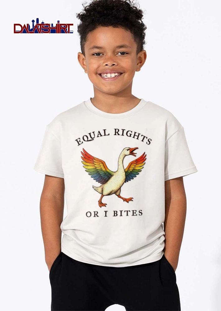 Equal Rights Or I Bites Rainbow Wings Angry Goose Running Line Art shirt