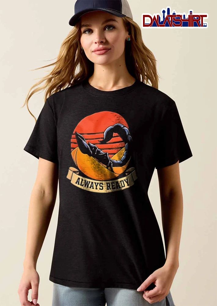 Always Ready Black Scorpion Desert Retro Sunset Ribbon shirt