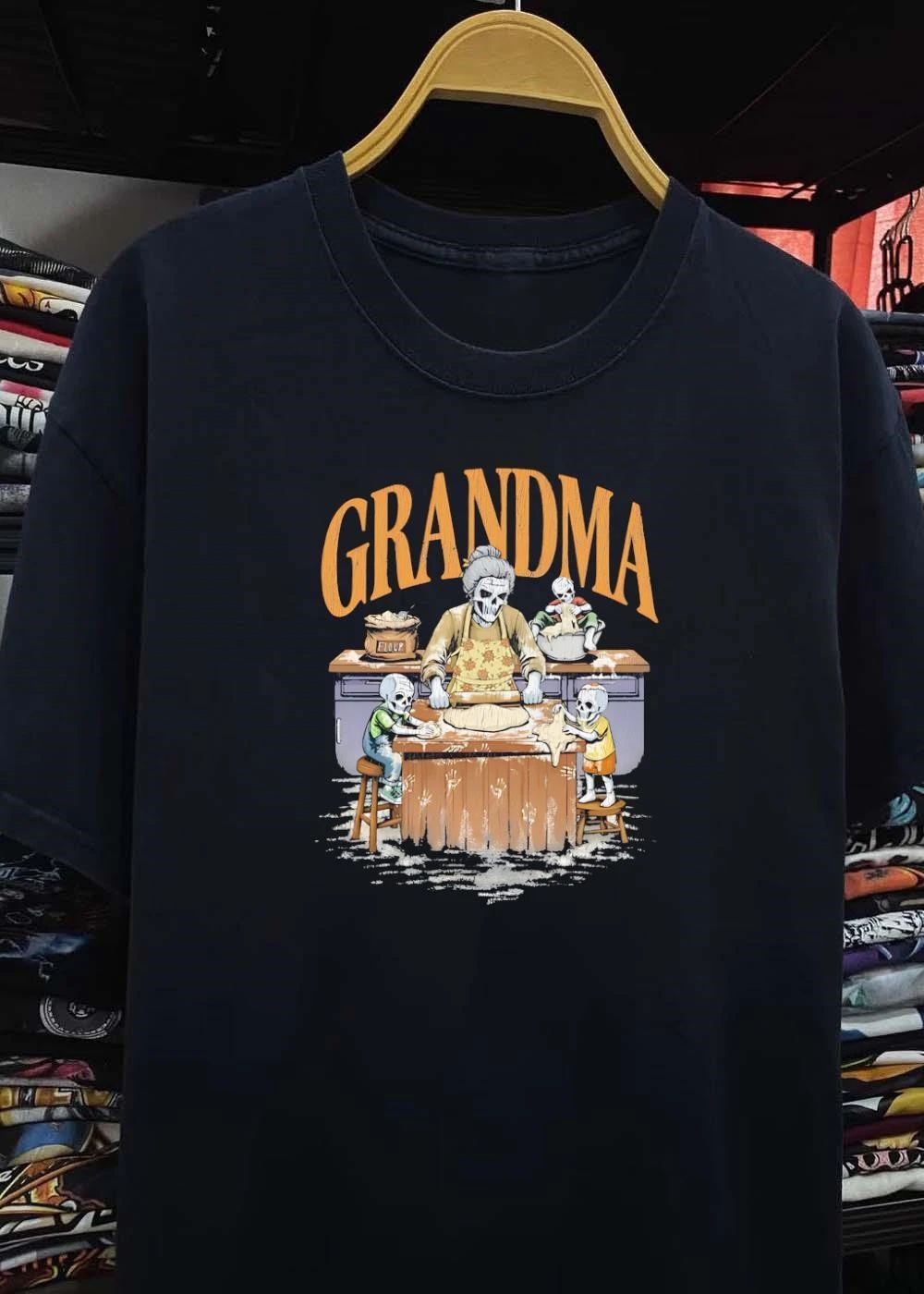 Baking With Grandma Skeleton Kitchen Flour Fun shirt