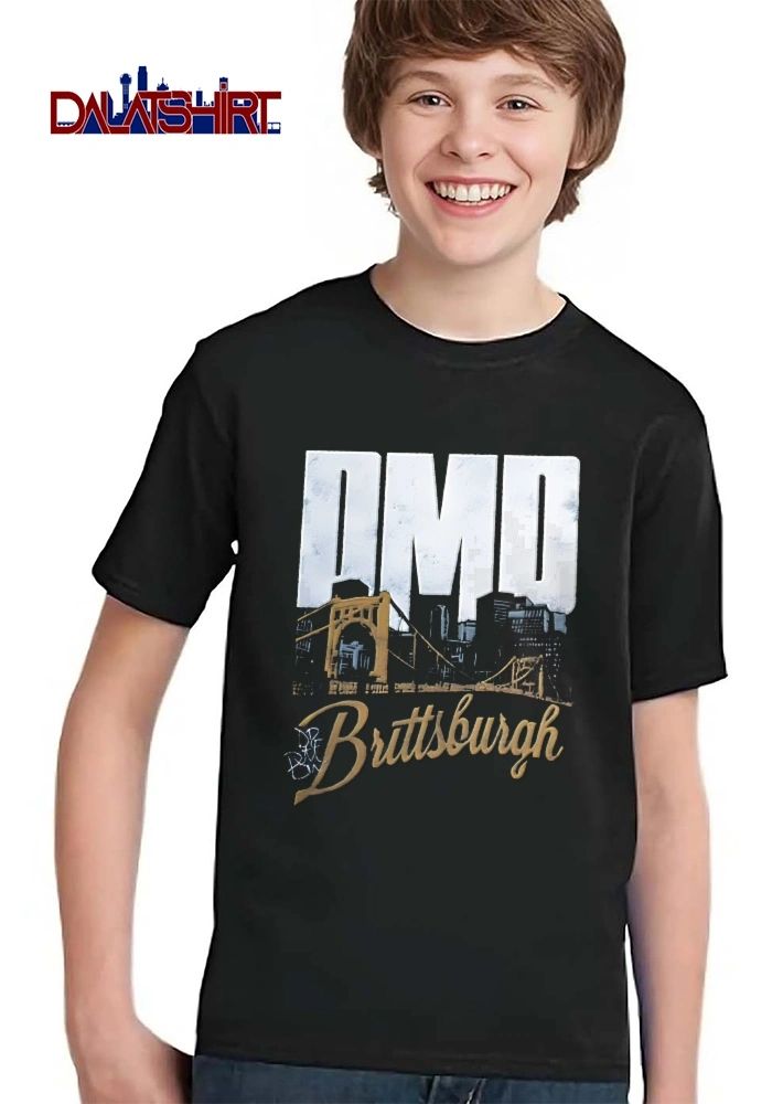 DMD Brittsburgh Yellow Suspension Bridge Pittsburgh City Skyline Silhouette shirt
