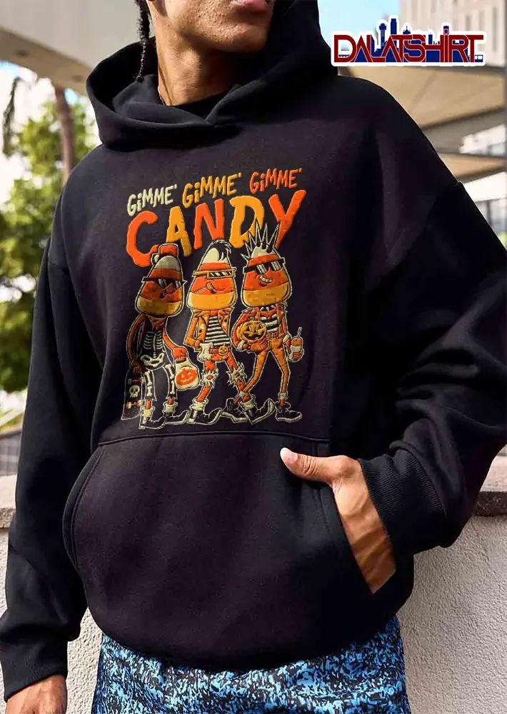Gimme Candy Cartoon Punk Corn Characters Skeleton Halloween shirt